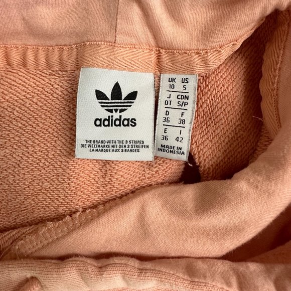 Adidas Women's Blush Pink Big Trefoil Logo Hoodie Sweatshirt Pullover Small - Picture 6 of 6